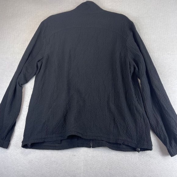ORVIS Womens L Black Stretch Zip Up Pockets Searsucker Jacket Sweater - Picture 10 of 10